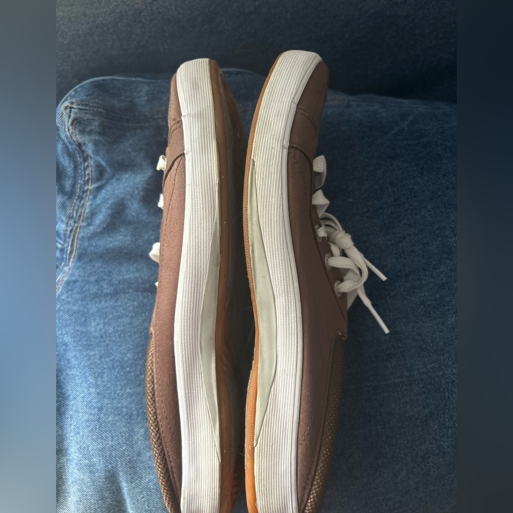 Brown and white Keds low cut canvas lace up shoes, size 10 - Picture 6 of 7